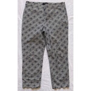 Talbots Women 8 Capri Pants Chatham Crop Scallop Hem Blue White‎ Stretch Coastal